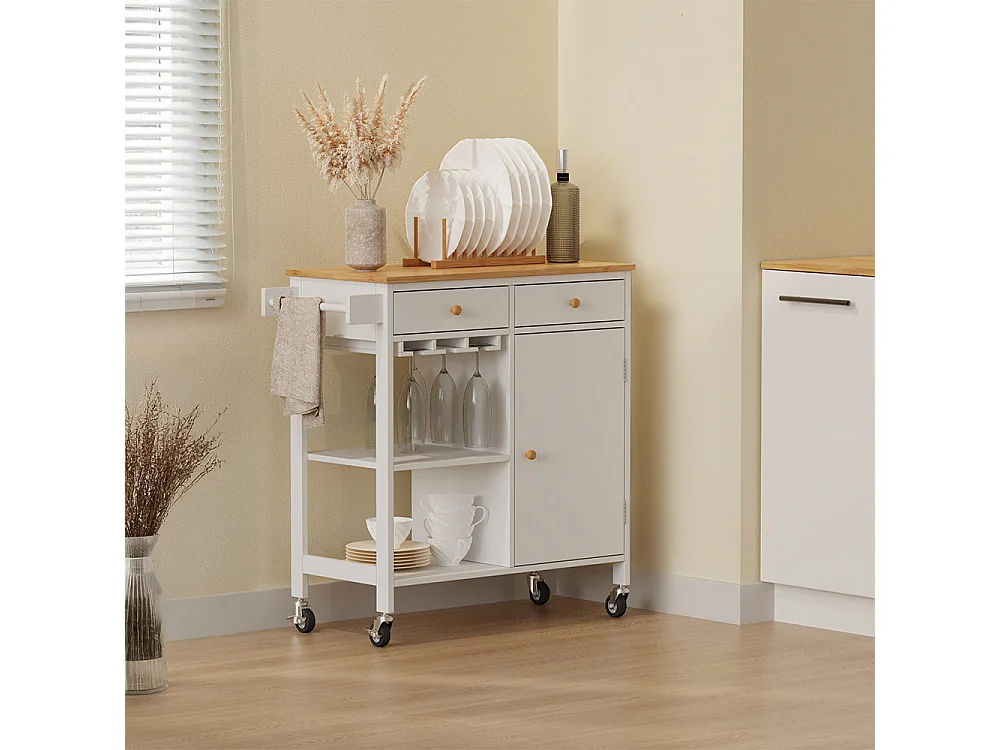 Chariot de cuisine blanc 89x40x87 trayz