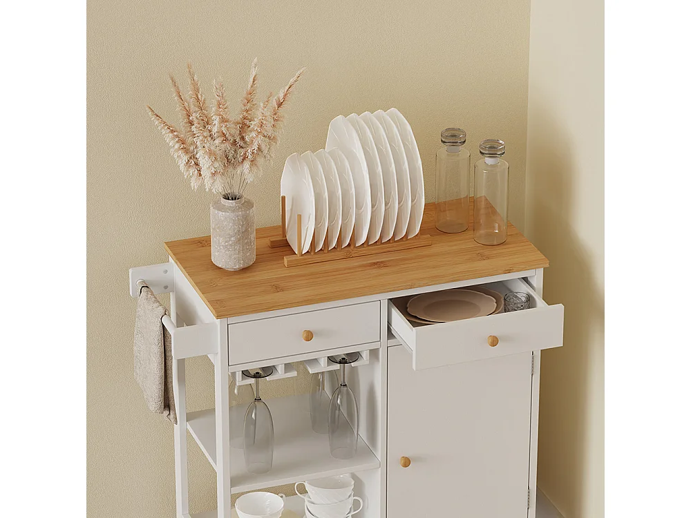 Chariot de cuisine blanc 89x40x87 trayz