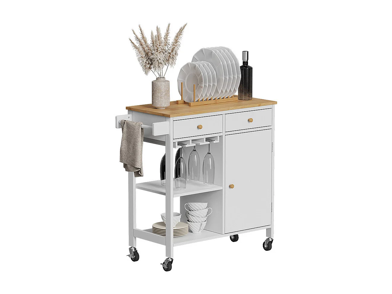 Chariot de cuisine blanc 89x40x87 trayz