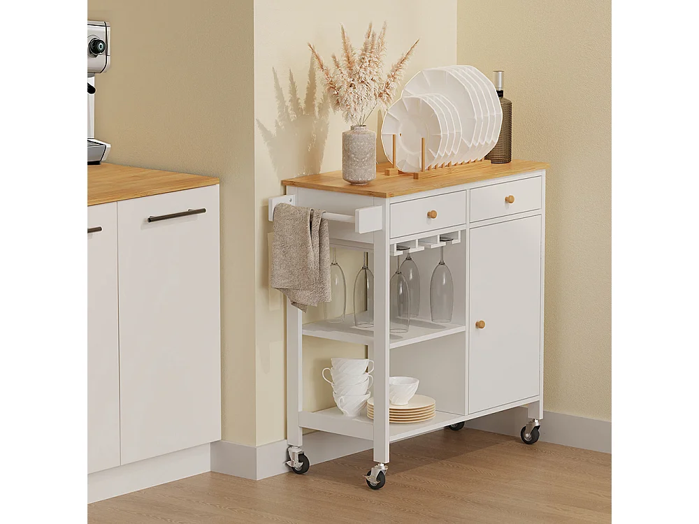 Chariot de cuisine blanc 89x40x87 trayz