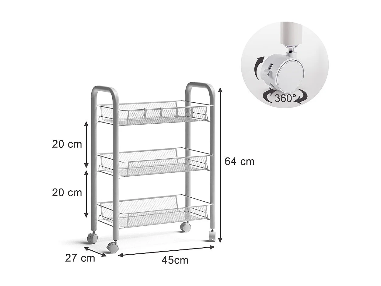 Conteneur à roulettes blanc 45x27x64 tarro