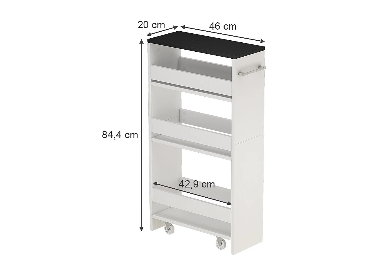 Caisson à roulettes blanc/anthracite 20x46x84.4 rivo