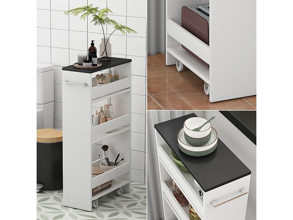 Caisson à roulettes blanc/anthracite 20x46x84.4 rivo