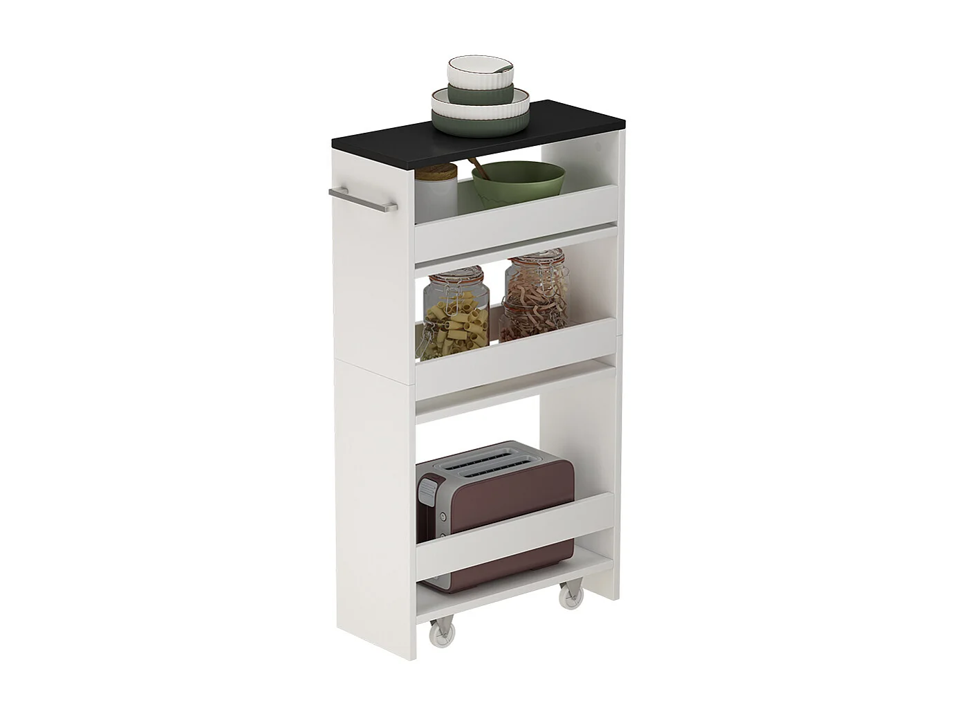 Caisson à roulettes blanc/anthracite 20x46x84.4 rivo