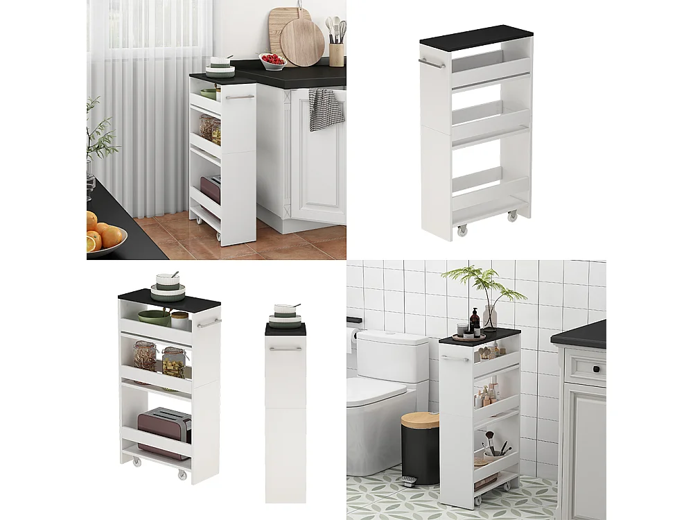 Caisson à roulettes blanc/anthracite 20x46x84.4 rivo