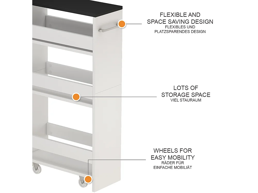 Caisson à roulettes blanc/anthracite 20x46x84.4 rivo