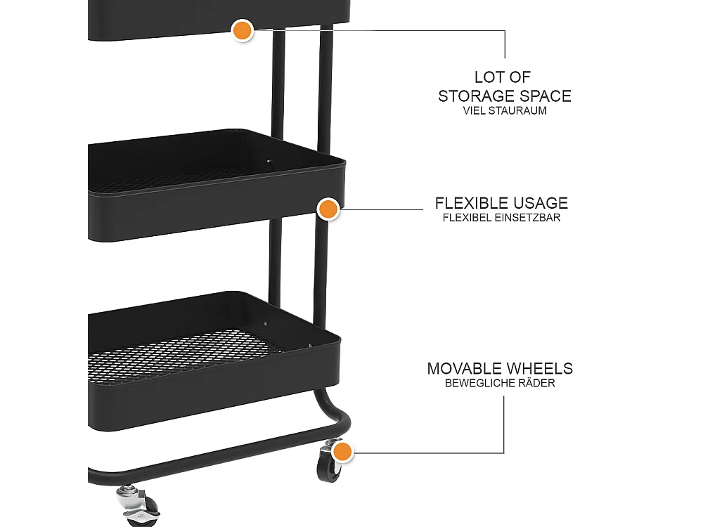 Caisson à roulettes noir 45.9x34x78.7 tron