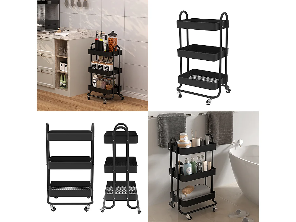 Rolling cabinet black 45.9x34x78.7 tron