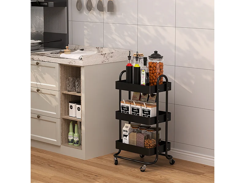 carrello cucina nero 45.9x34x78.7 tron