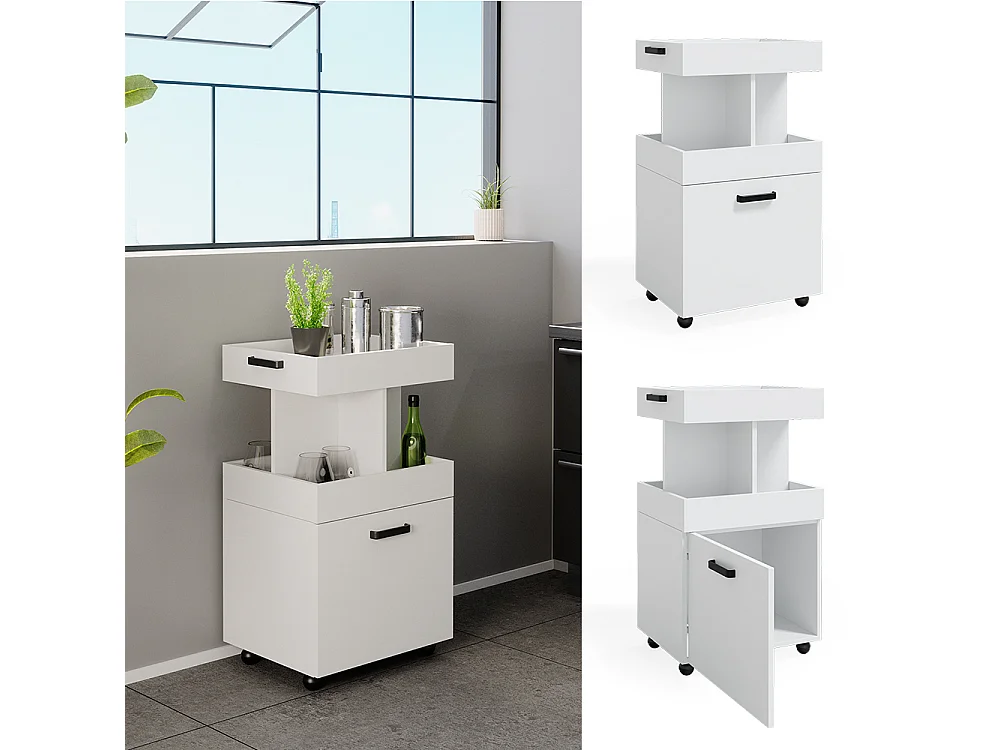 Caisson à roulettes blanc 50x41x88.6 kamber