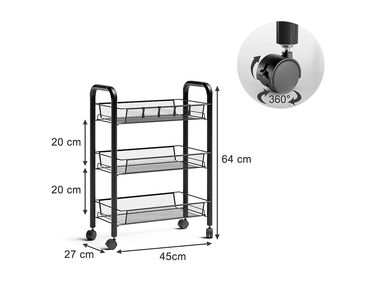 Conteneur à roulettes noir 45x27x64 tarro