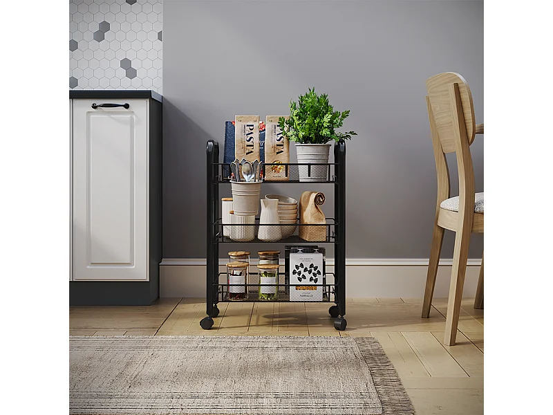 Contenitore con ruote nero 45x27x64 tarro