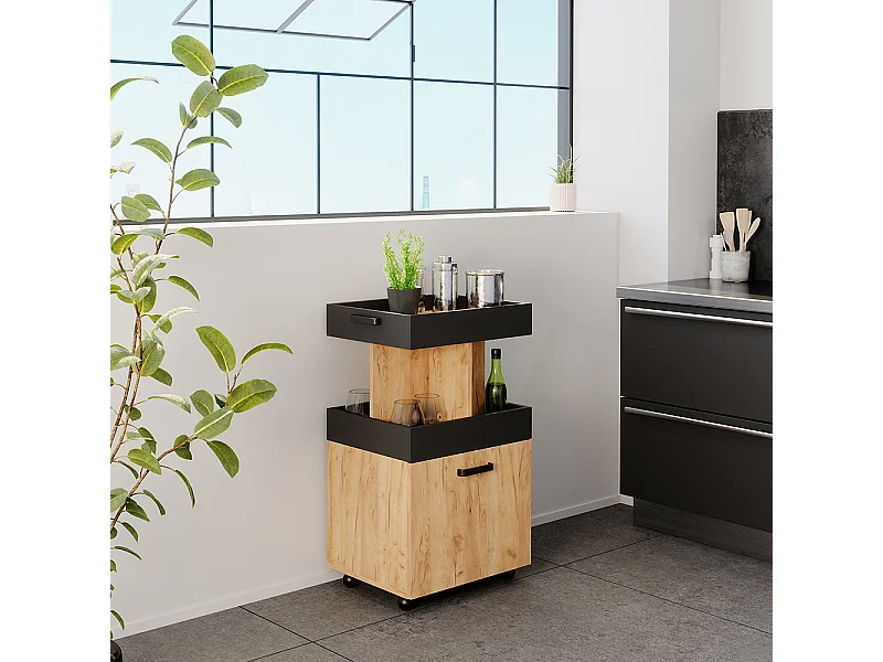 Mueble con ruedas roble dorado 50x41x88.6