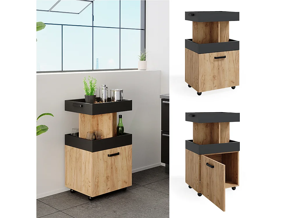 Caisson à roulettes chêne de force doré 50x41x88.6