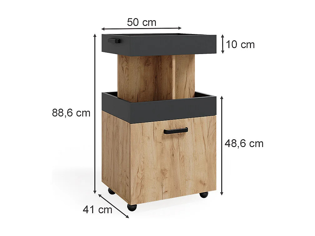Caisson à roulettes chêne de force doré 50x41x88.6