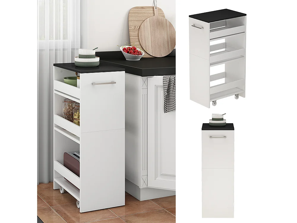 Caisson à roulettes blanc/anthracite 30x46x84.8 rivo