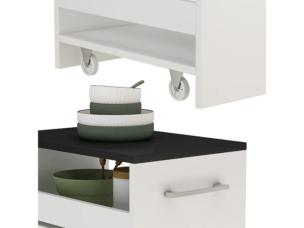 Caisson à roulettes blanc/anthracite 30x46x84.8 rivo