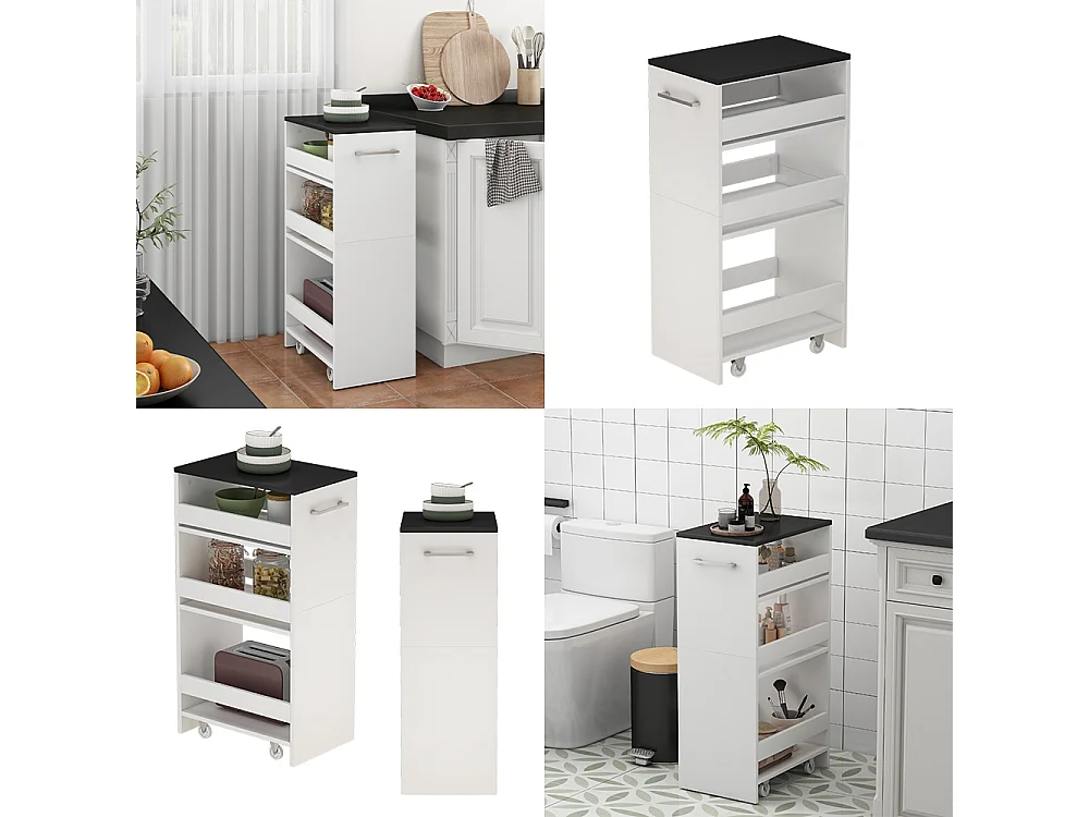 Caisson à roulettes blanc/anthracite 30x46x84.8 rivo