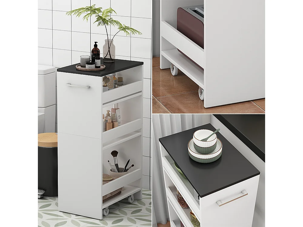 Caisson à roulettes blanc/anthracite 30x46x84.8 rivo