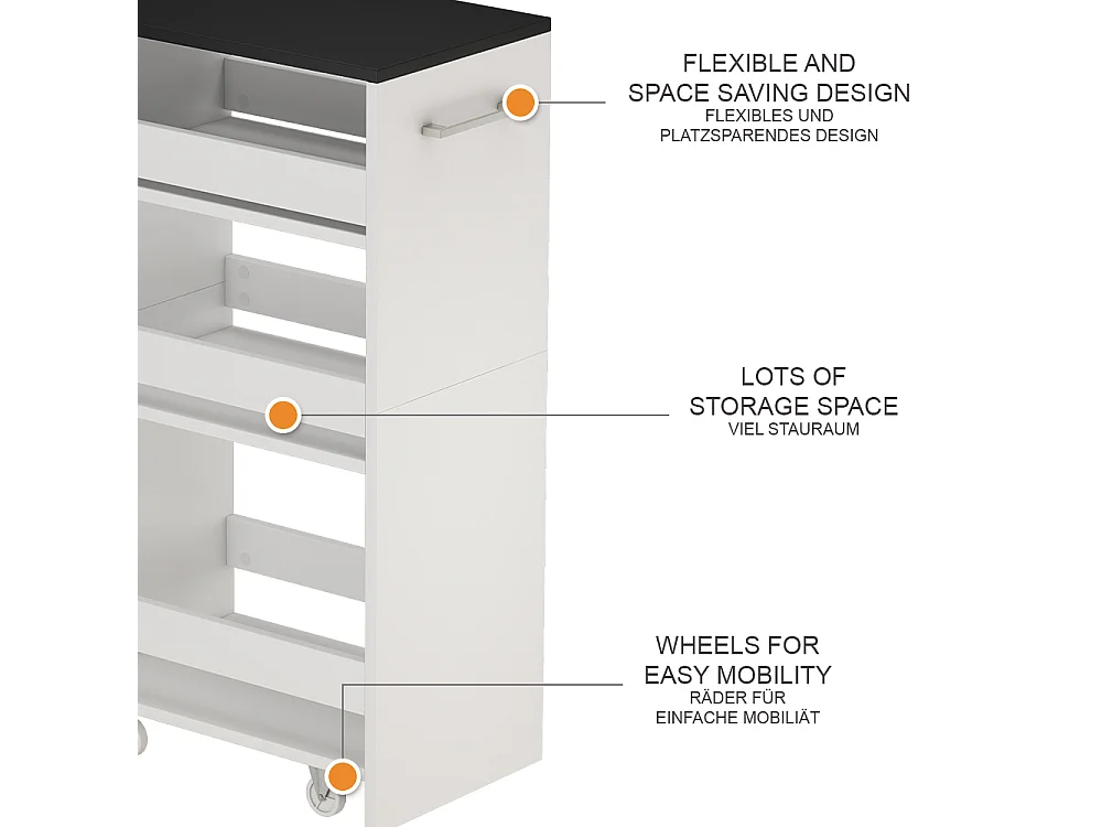 Caisson à roulettes blanc/anthracite 30x46x84.8 rivo