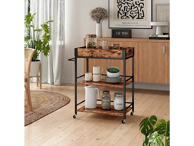 Rollcontainer eiche rustikal 65x40x84.5 fyrk