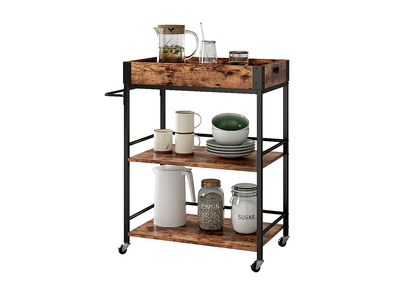 Mueble con ruedas roble rústico 65x40x84.5 fyrk