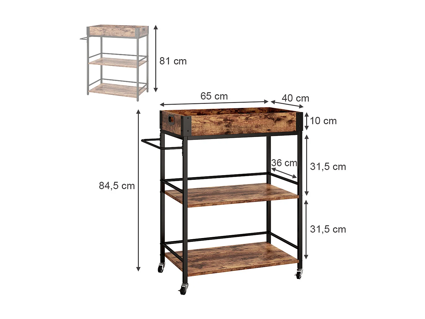 Caisson à roulettes chêne rustique 65x40x84.5 fyrk
