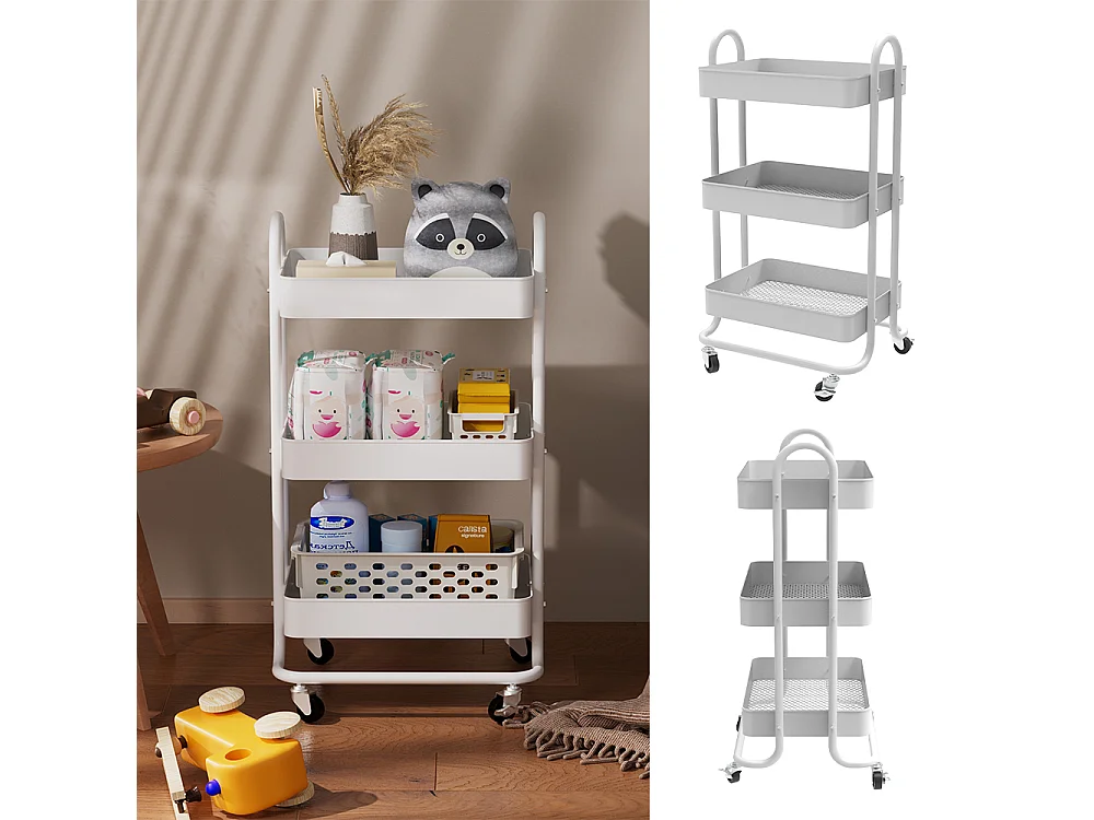 Rolling cabinet white 45.9x34x78.7 tron