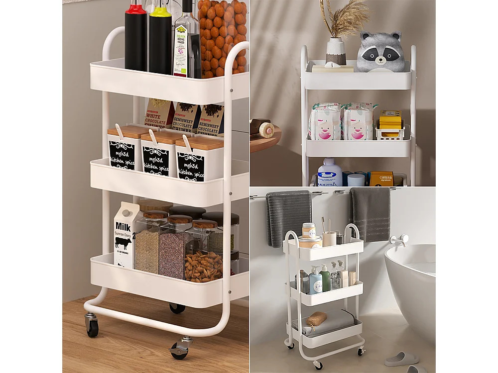 Rolling cabinet white 45.9x34x78.7 tron