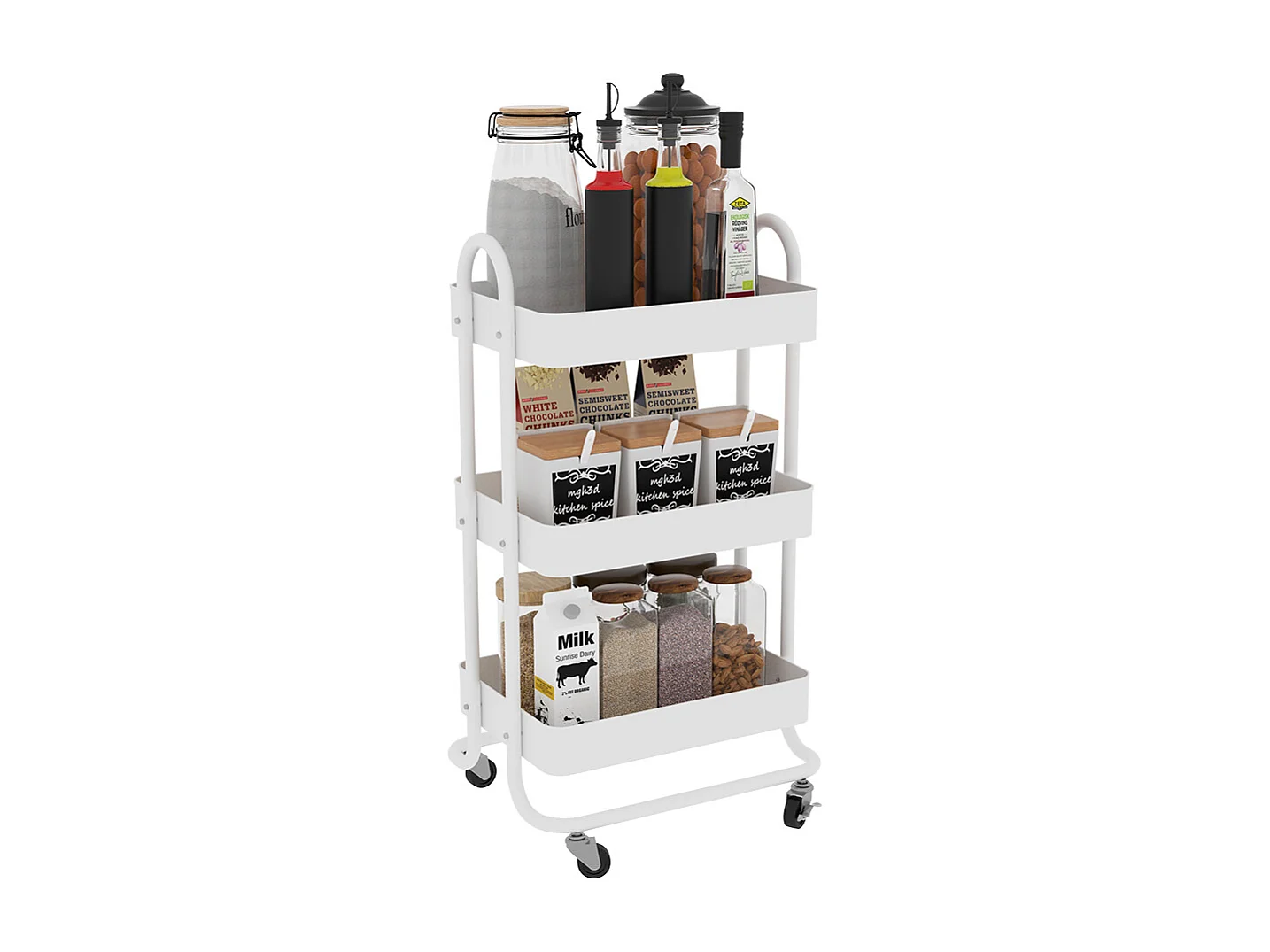 Rolling cabinet white 45.9x34x78.7 tron