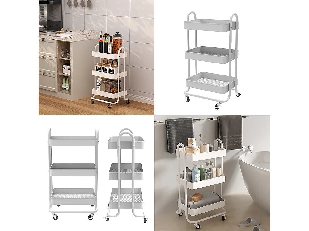 Rolling cabinet white 45.9x34x78.7 tron