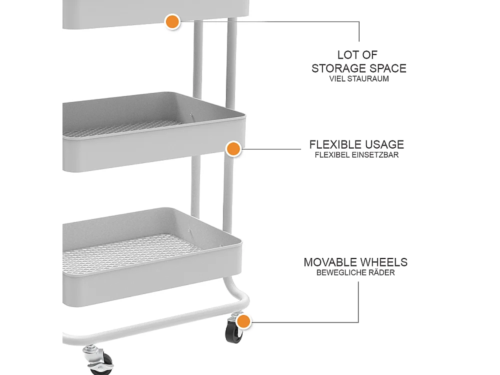 Rolling cabinet white 45.9x34x78.7 tron