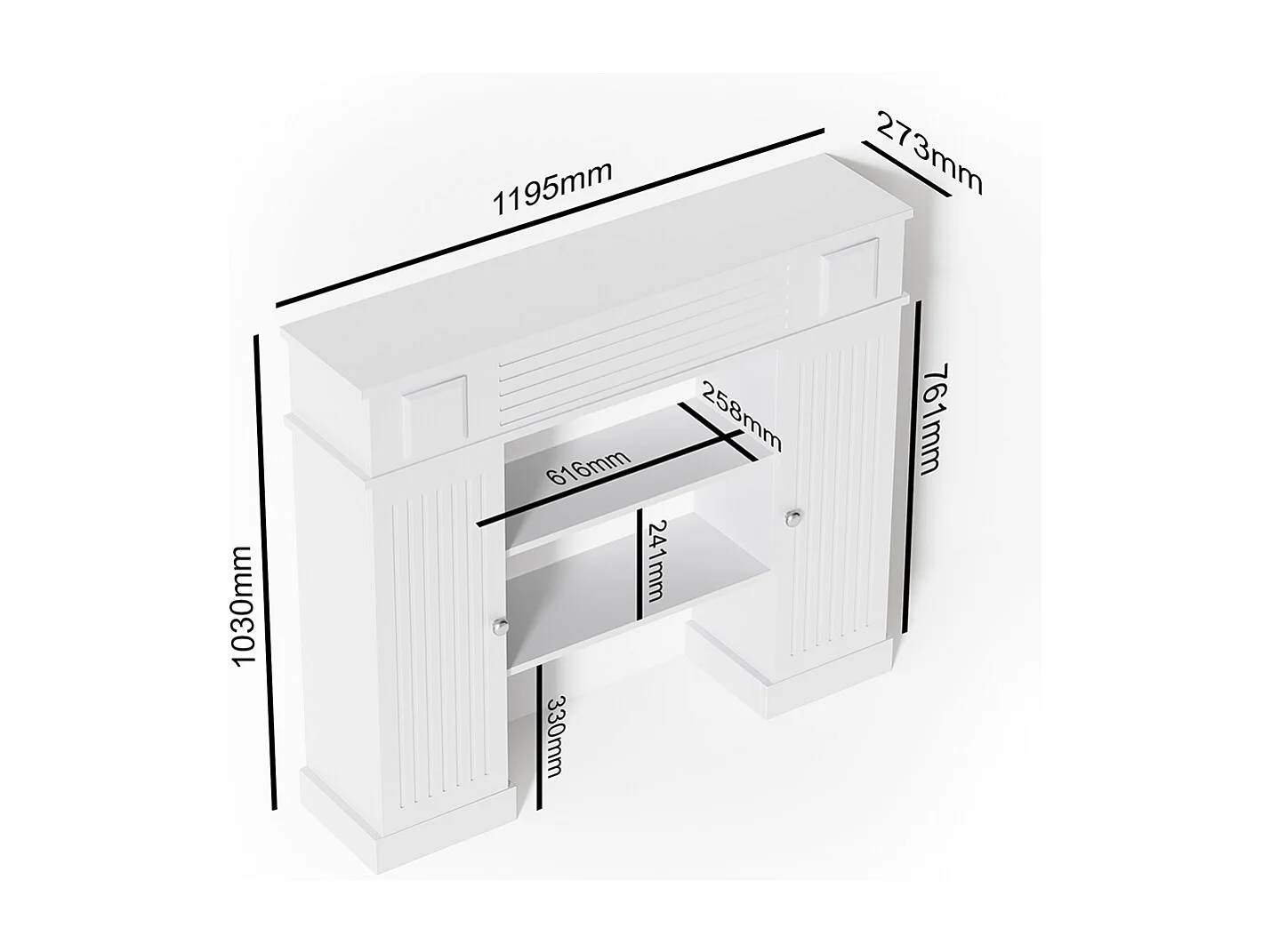 Obudowa kominka biały 119.5x27.3x103