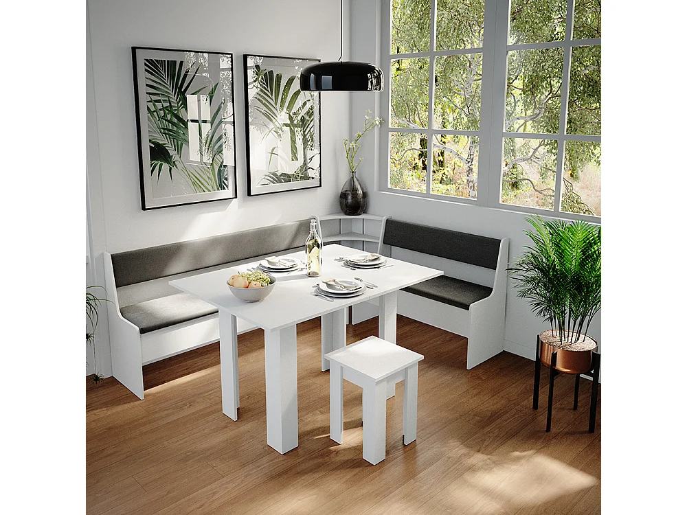 Gruppo panca ad angolo bianco 210x150x80 roman