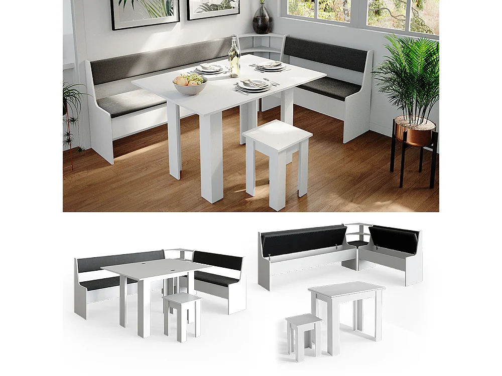 Groupe de banquettes dangle blanc 210x150x80 roman