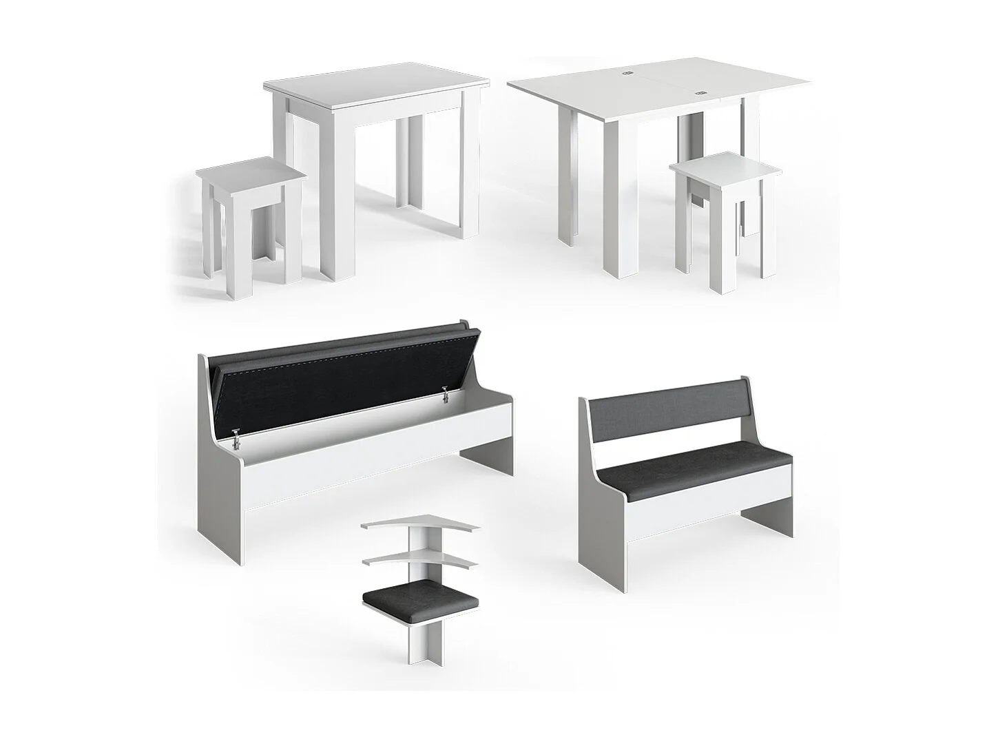 Groupe de banquettes dangle blanc 210x150x80 roman