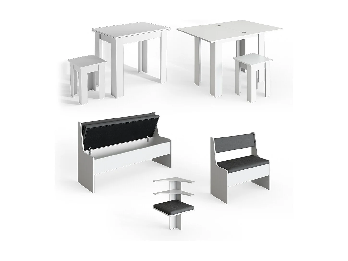 Groupe de banquettes dangle blanc 180x120x80 roman