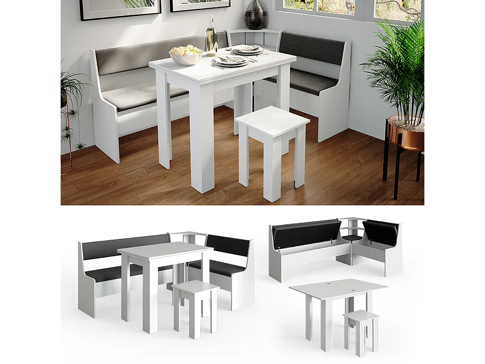 Groupe de banquettes dangle blanc 180x120x80 roman