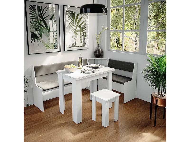 Gruppo panca ad angolo bianco 180x120x80 roman