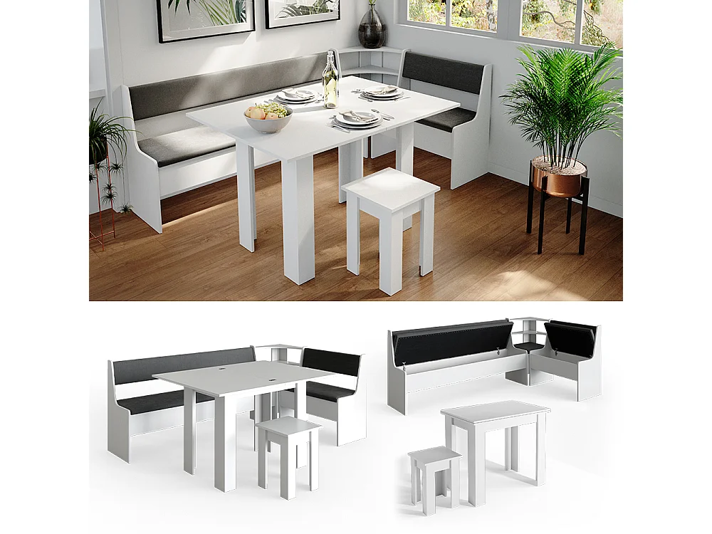 Groupe de banquettes dangle blanc 210x120x80 roman