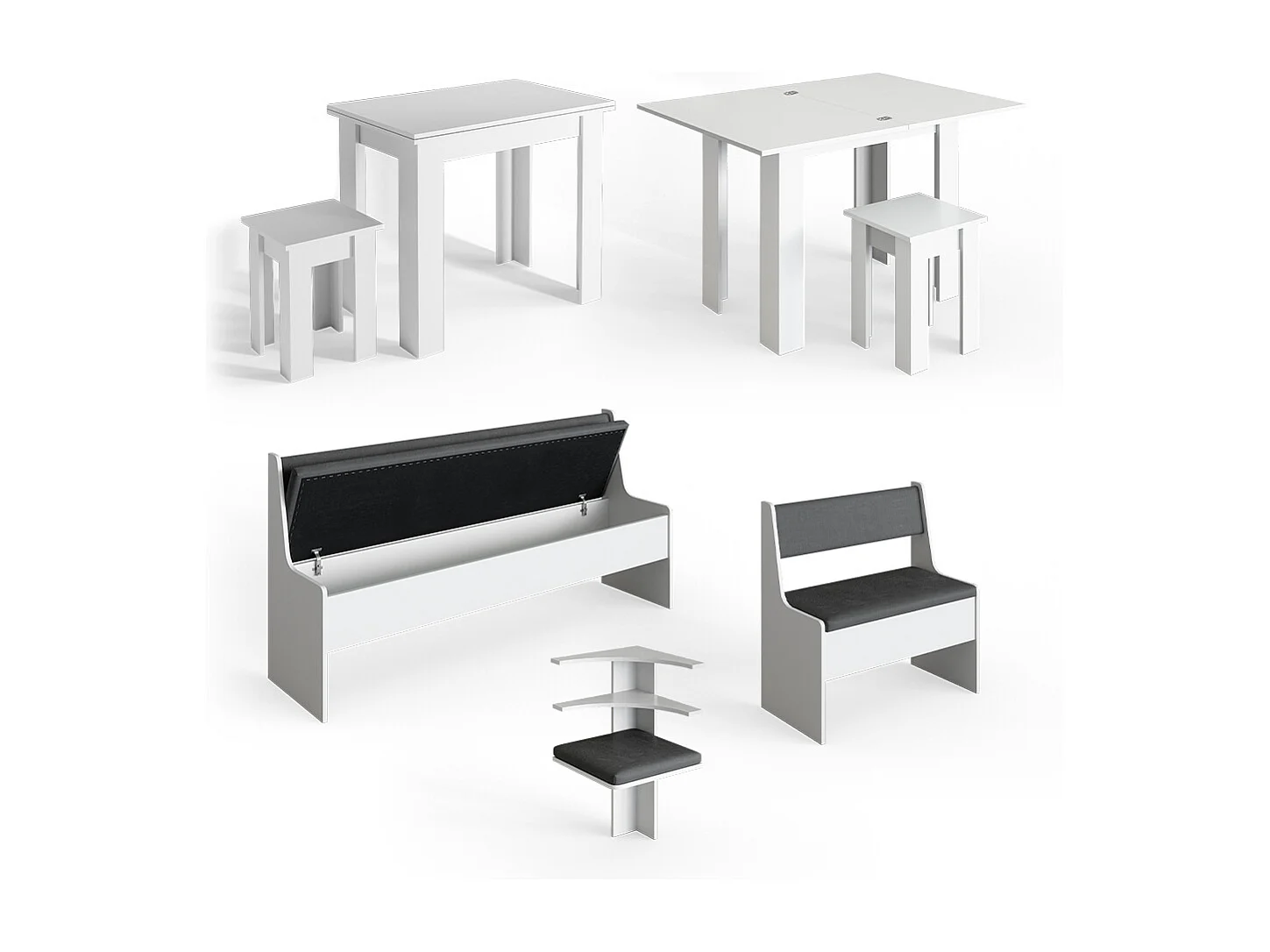 Groupe de banquettes dangle blanc 210x120x80 roman