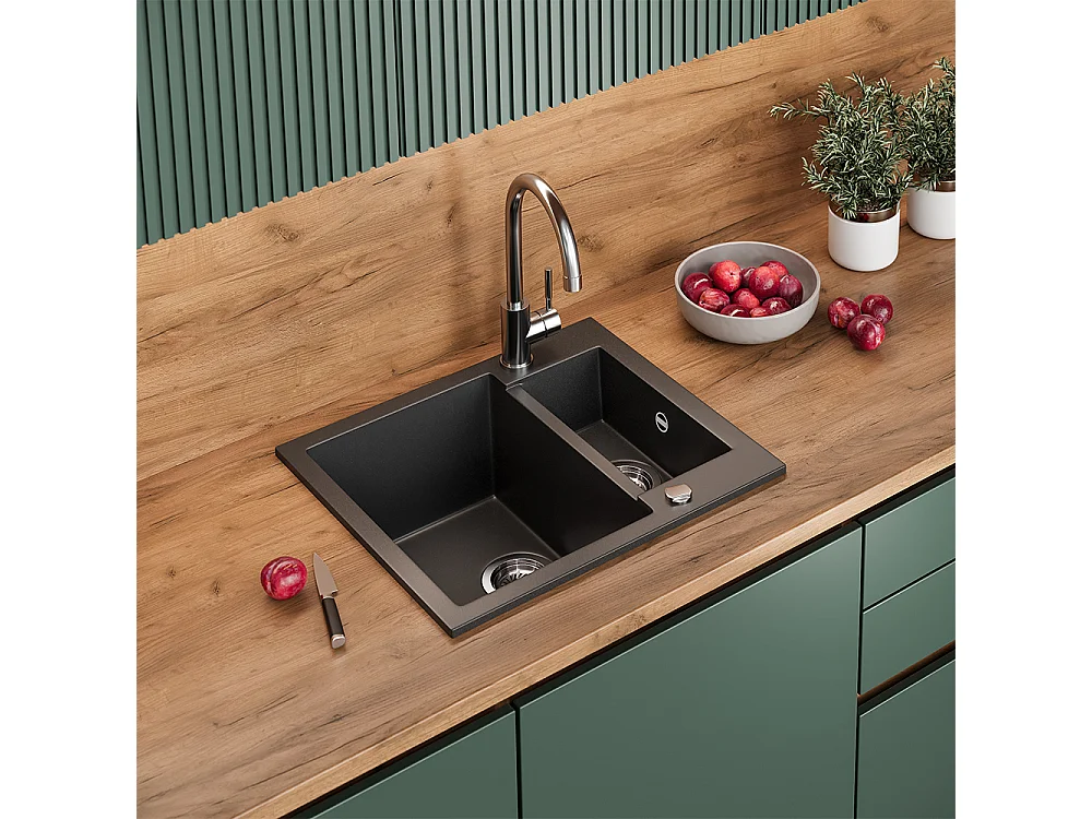 Spülbecken schwarz 58x50x28 prag