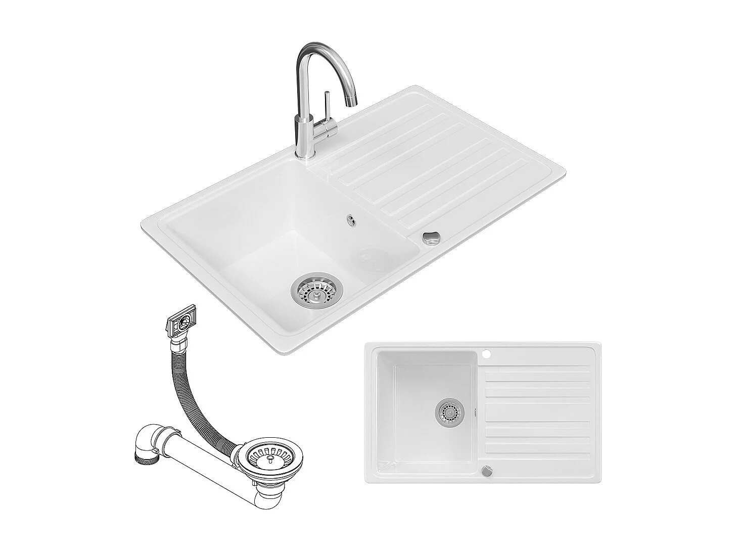 Spülbecken weiß 76.5x46x19 valencia