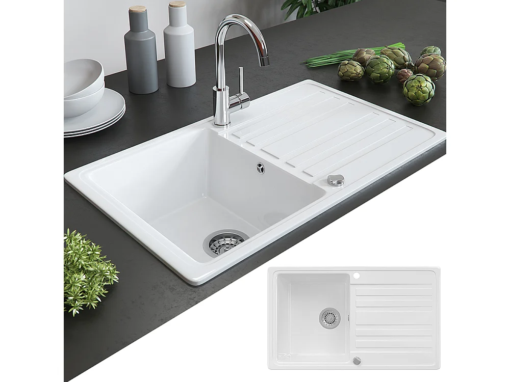 évier blanc 76.5x46x19 valencia