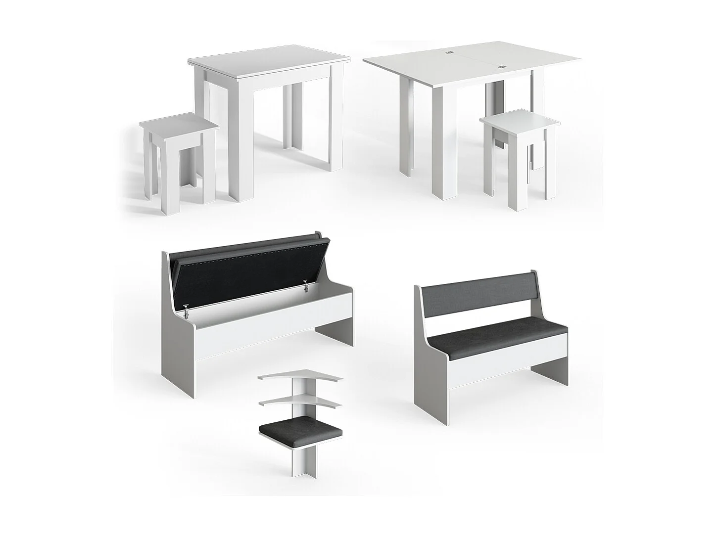 Groupe de banquettes dangle blanc 180x150x80 roman