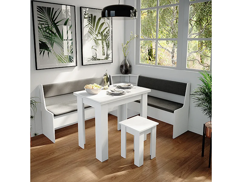 Hoekbank set wit 180x150x80 roman