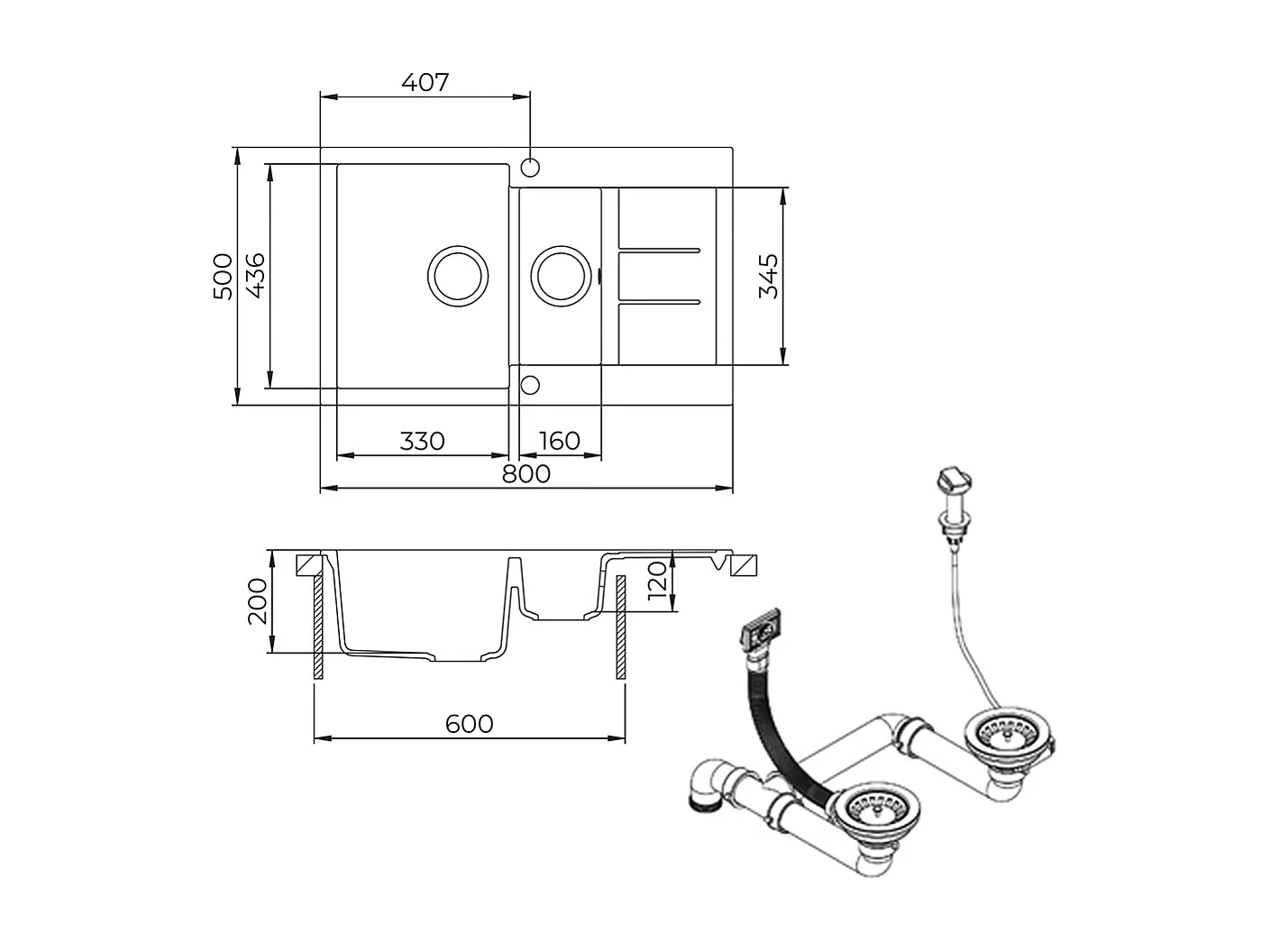 Evier beige 80x50x20 seattle