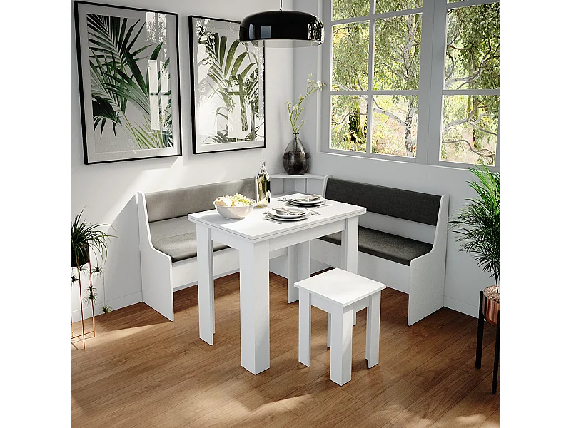 Grupo de bancos de canto branco 150x150x80 roman