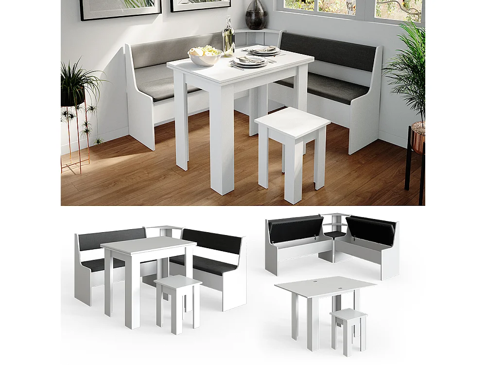 Groupe de banquettes dangle blanc 150x150x80 roman