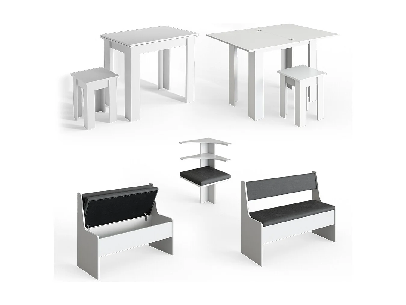 Groupe de banquettes dangle blanc 150x150x80 roman